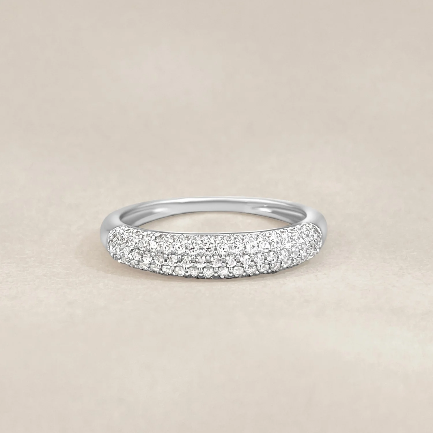 Silver Pavé Slim Balloon Ring