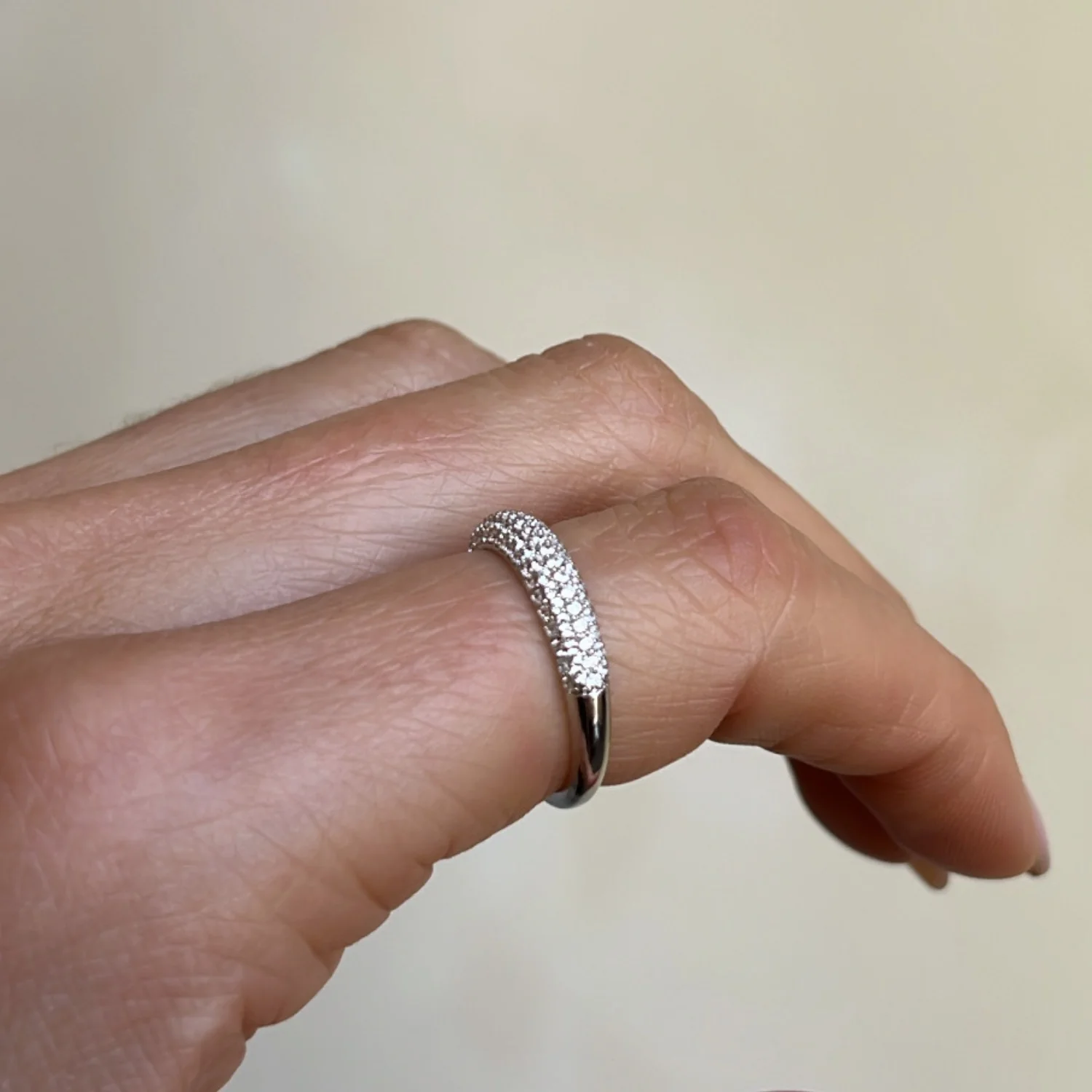 Silver Pavé Slim Balloon Ring - Image 4