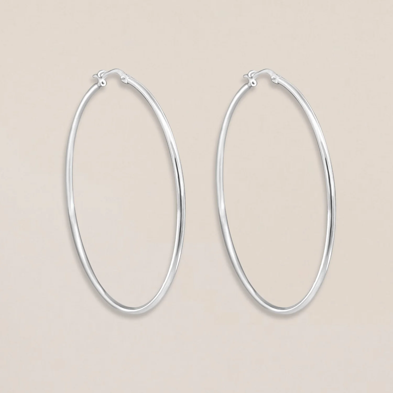 Silver Slim Hoops Extra Large