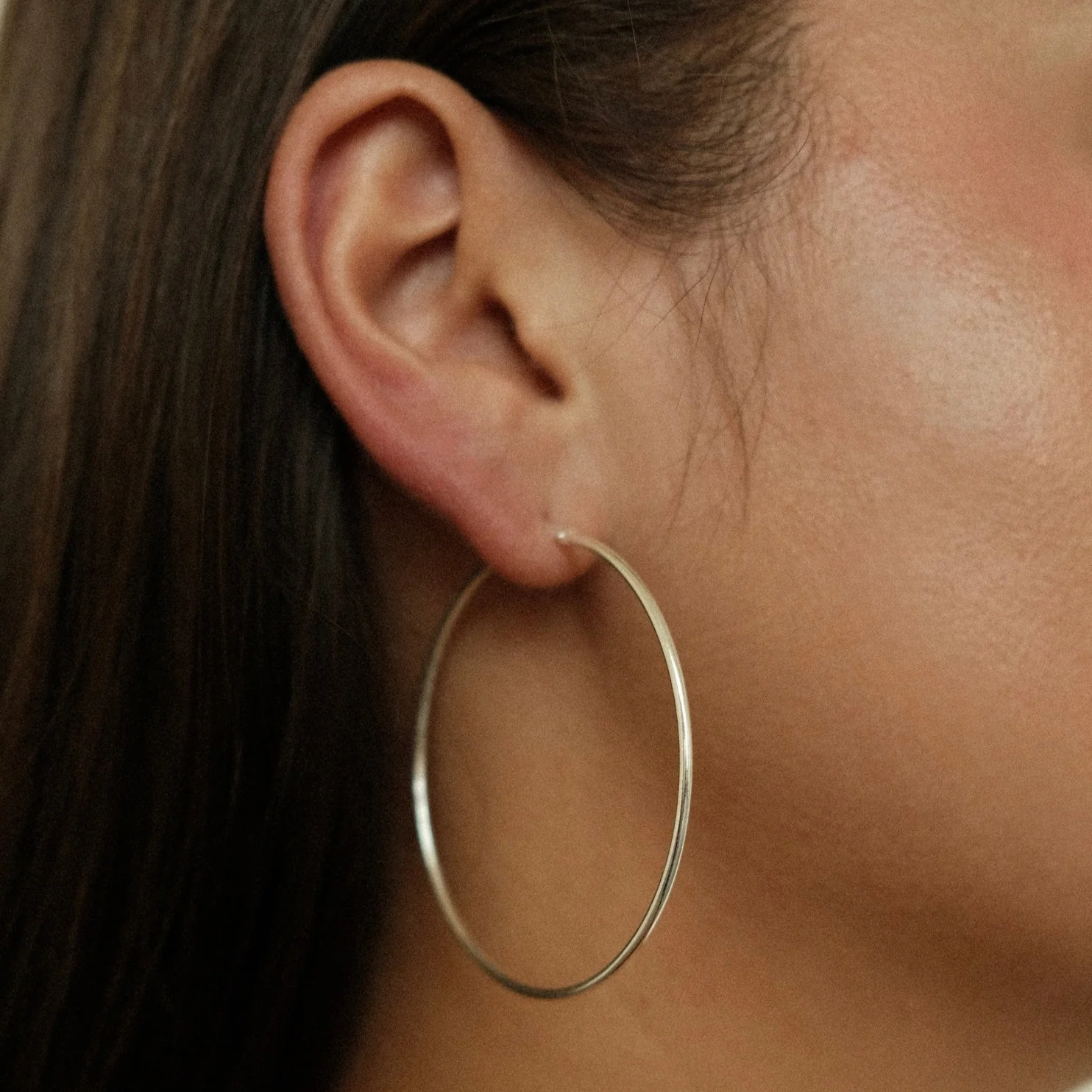 Silver Slim Hoops Extra Large - Image 2
