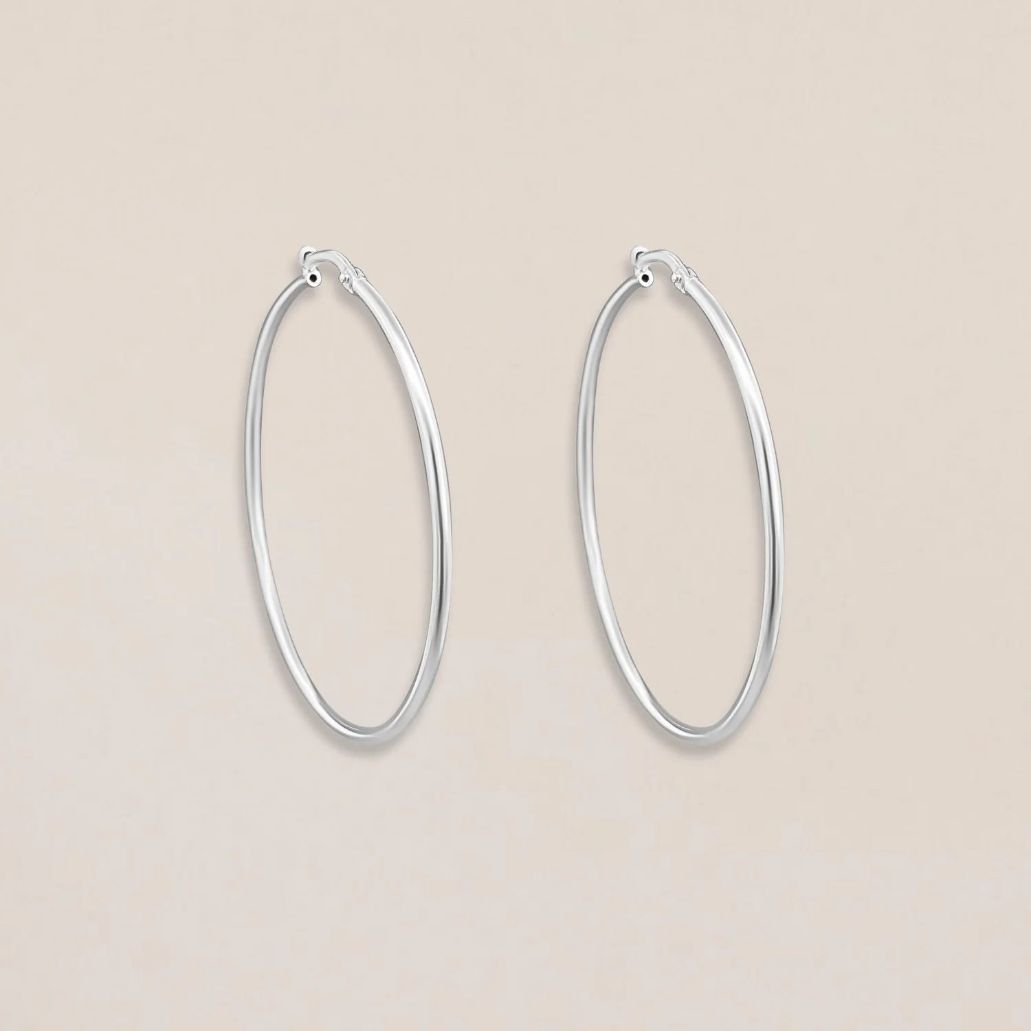 Silver Slim Hoops Large