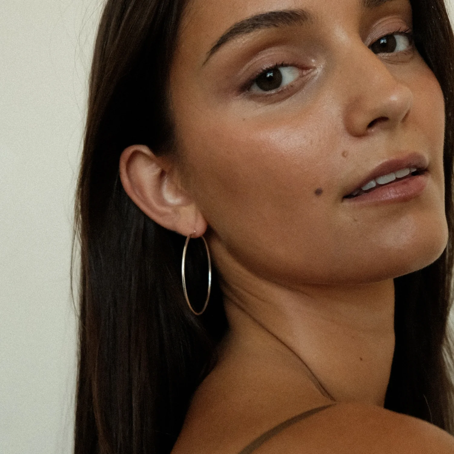 Silver Slim Hoops Large - Image 2
