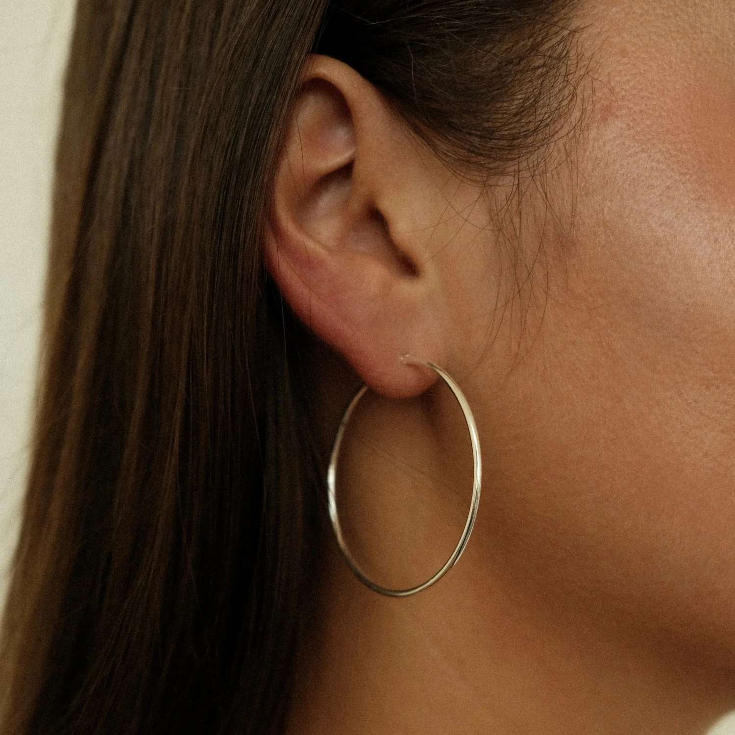 Silver Slim Hoops Large - Image 3
