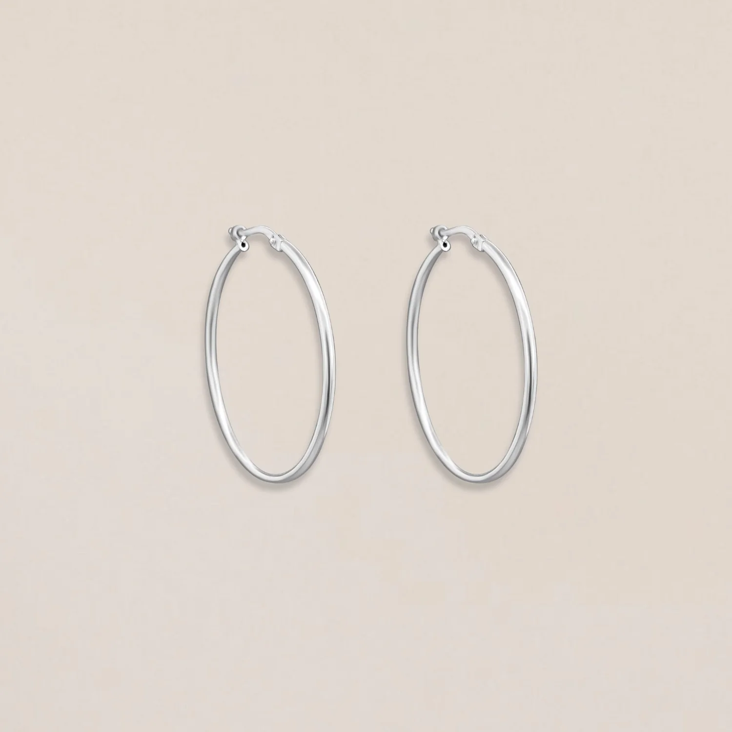 Silver Slim Hoops Medium