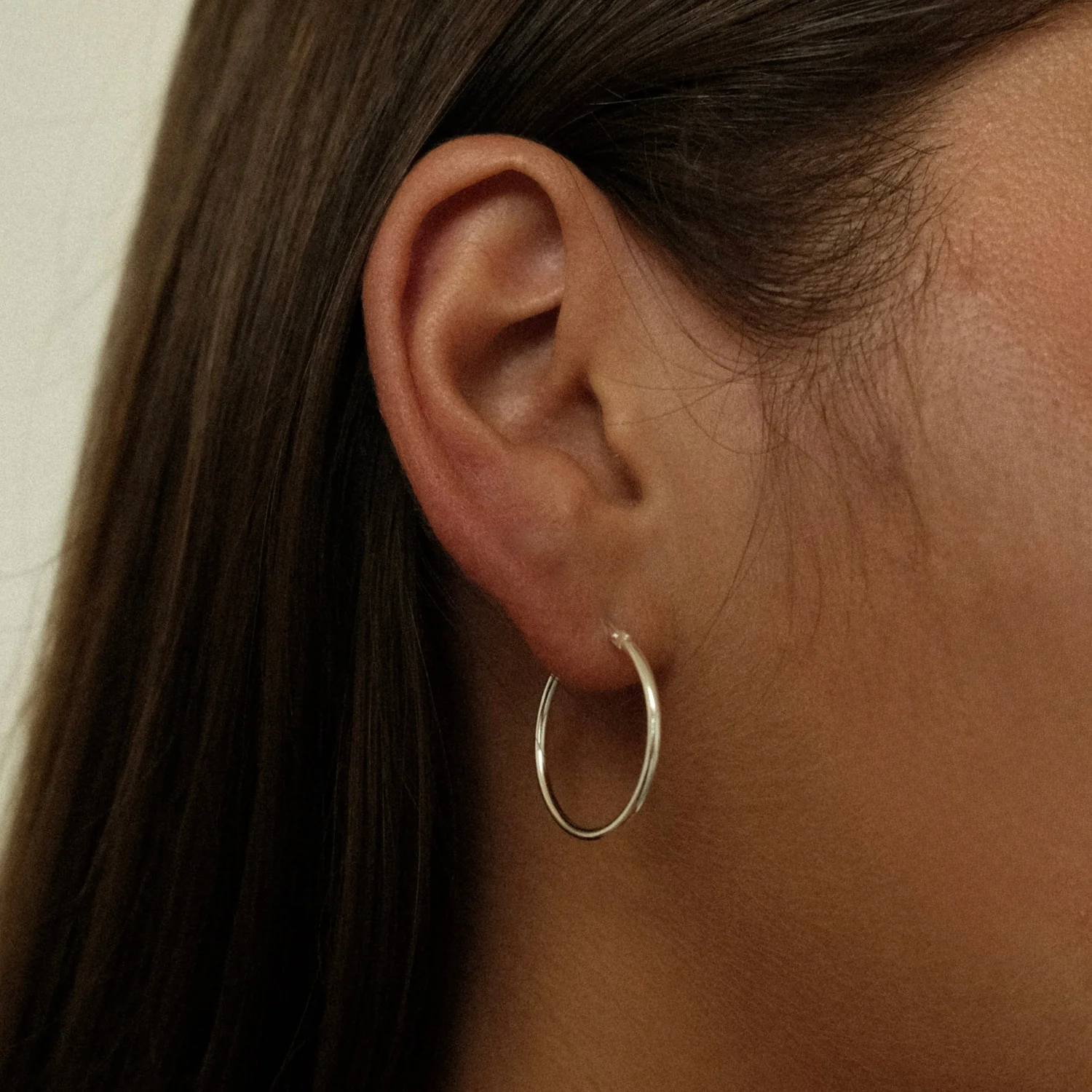 Silver Slim Hoops Small - Image 2