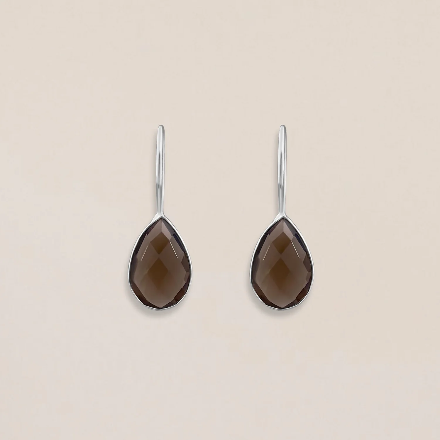 Silver Smokey Quartz Earrings