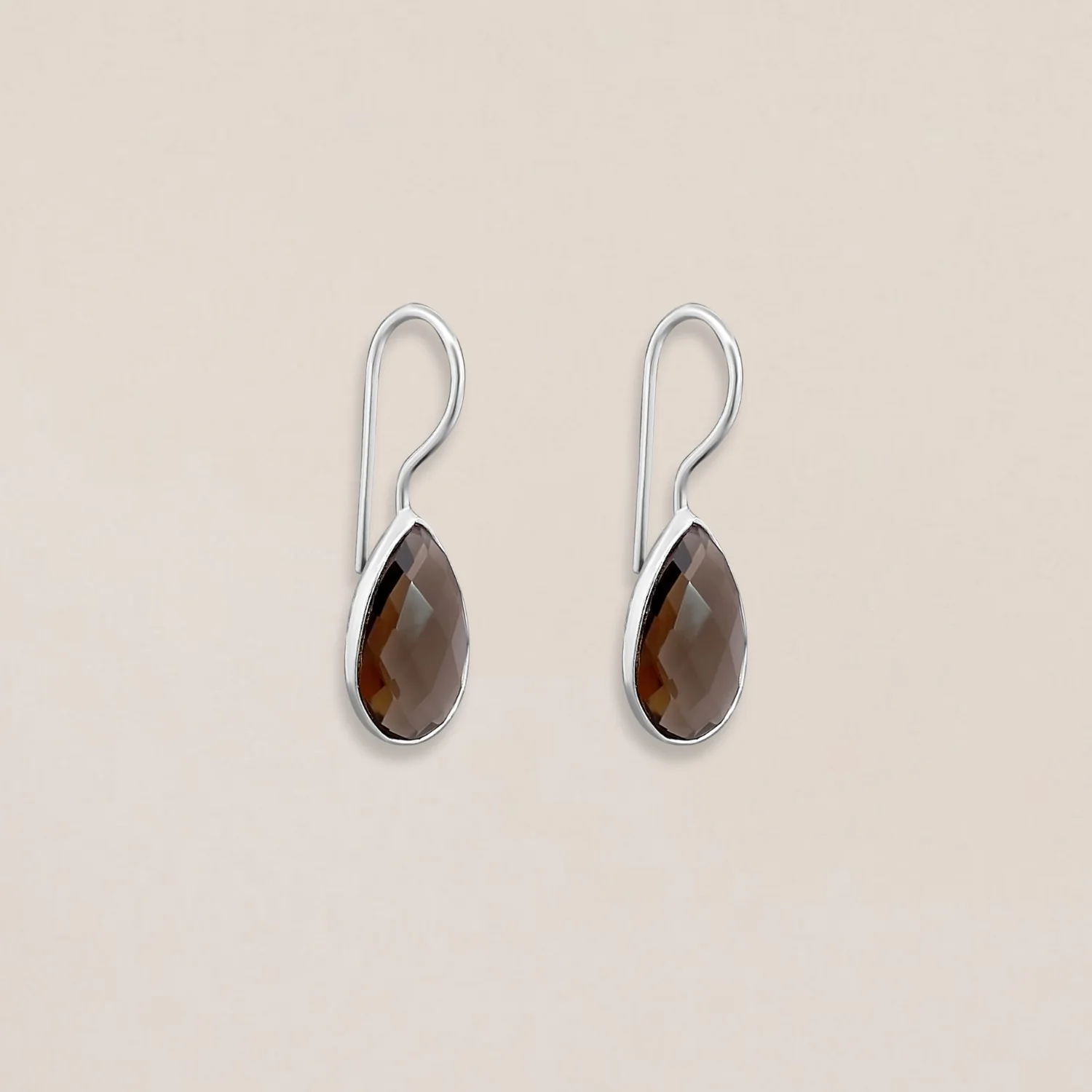 Silver Smokey Quartz Earrings - Image 3