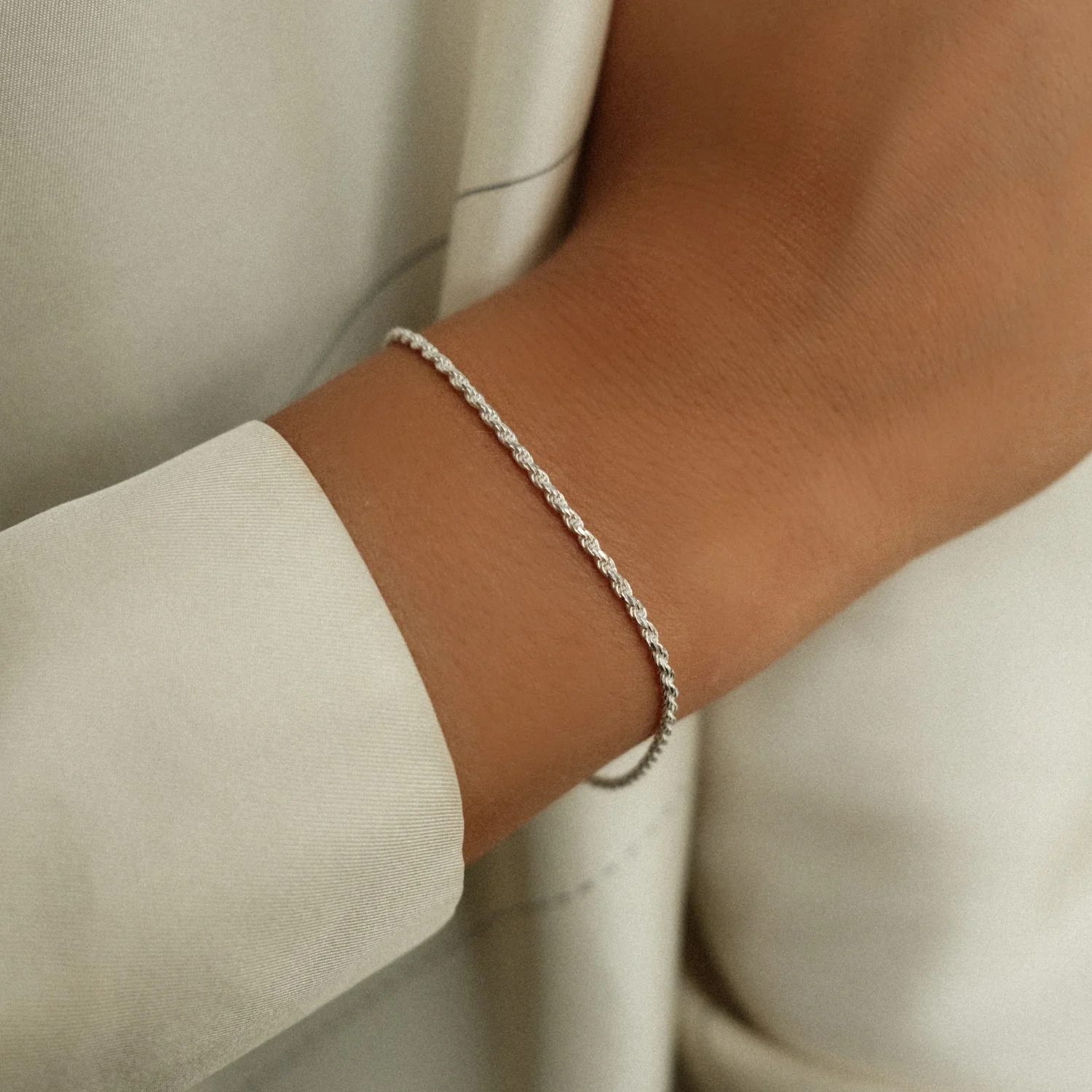 Silver Twisted Rope Bracelet - Image 2