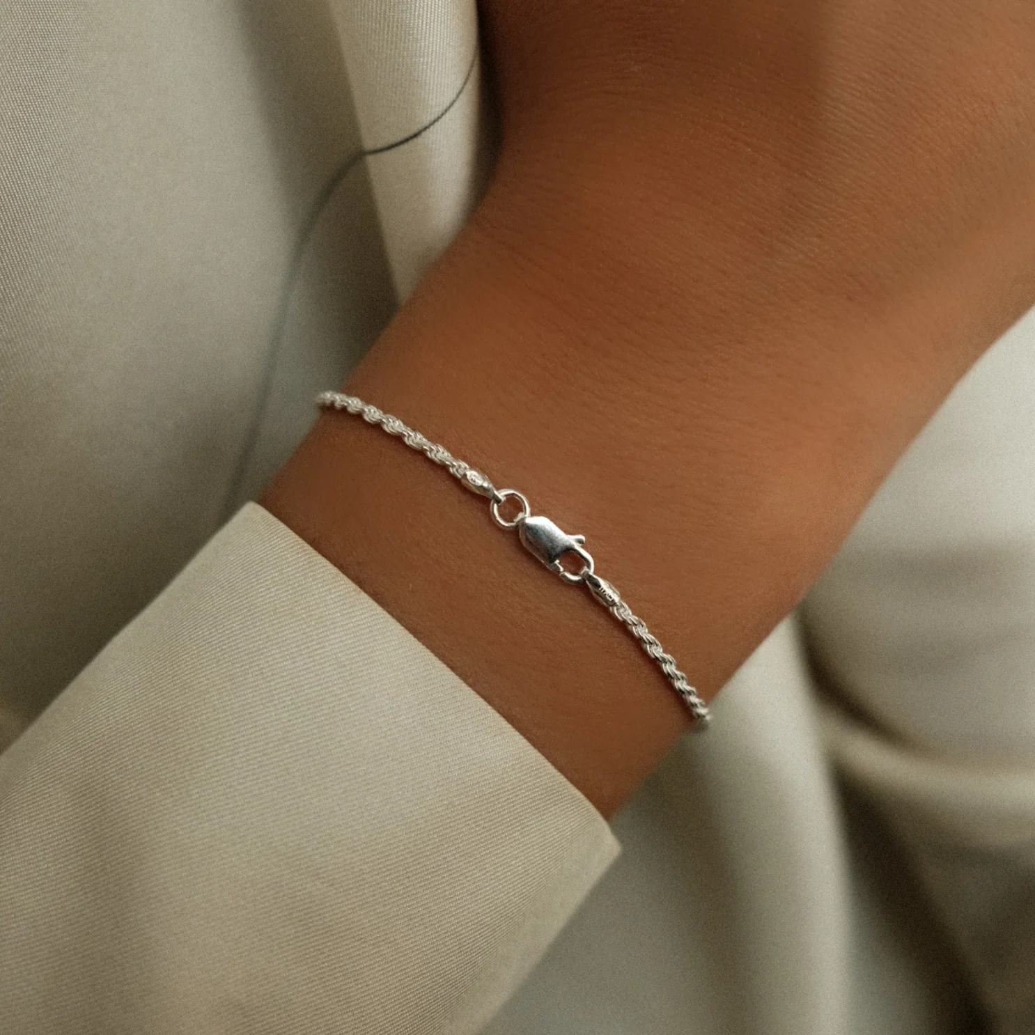Silver Twisted Rope Bracelet - Image 3