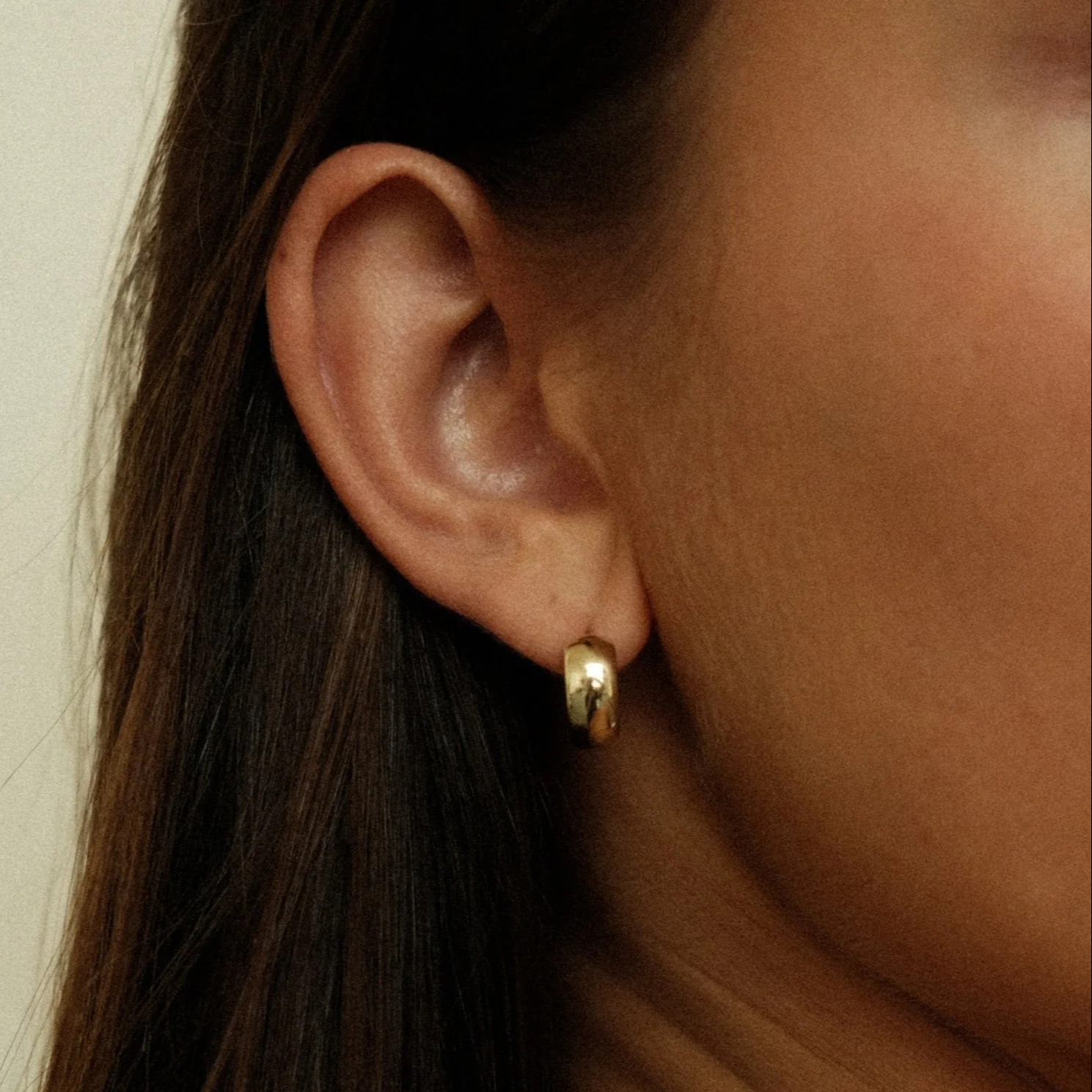 Small Chubby Golden Hoops - Image 2