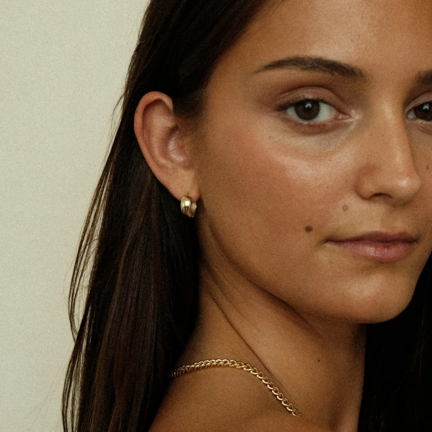 Small Chubby Golden Hoops - Image 3