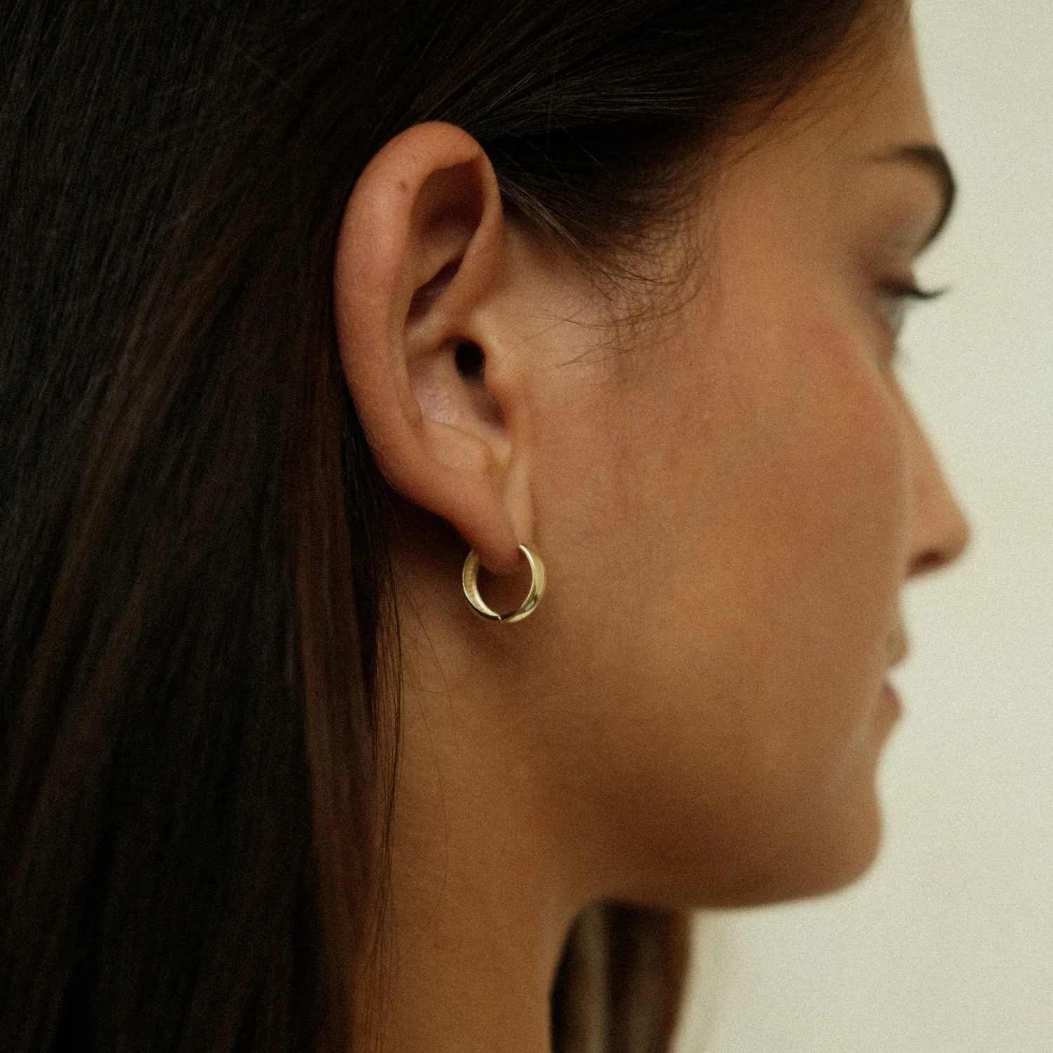 Small Chubby Golden Hoops - Image 4