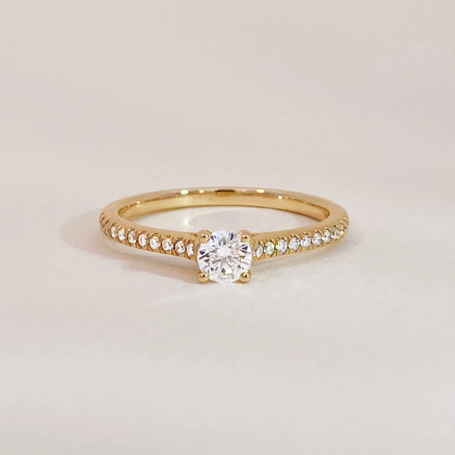 Solitaire on Diamonds Ring