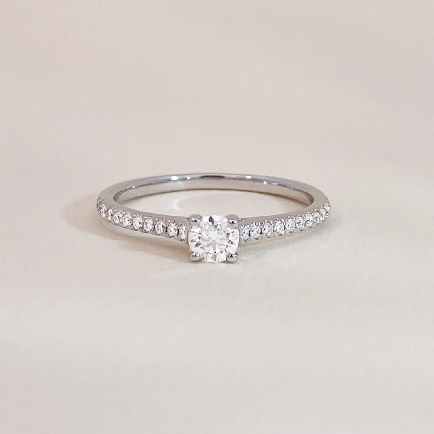 Solitaire on Diamonds Ring White Gold