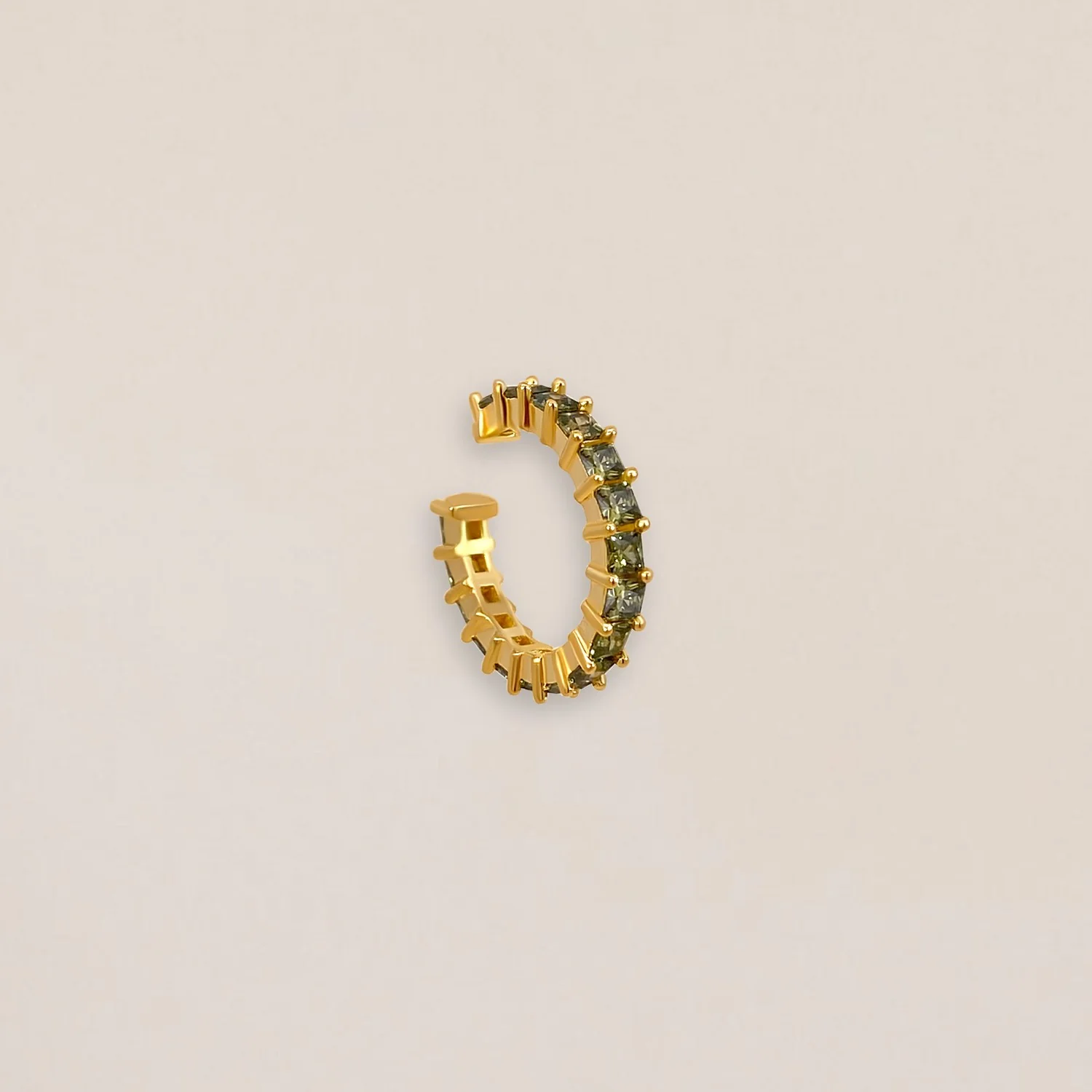 Squared Cut Ear Cuff Olive Green