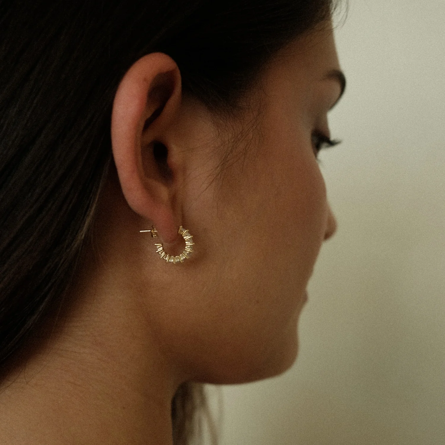 Squared Cut Hoop Earrings - Image 3