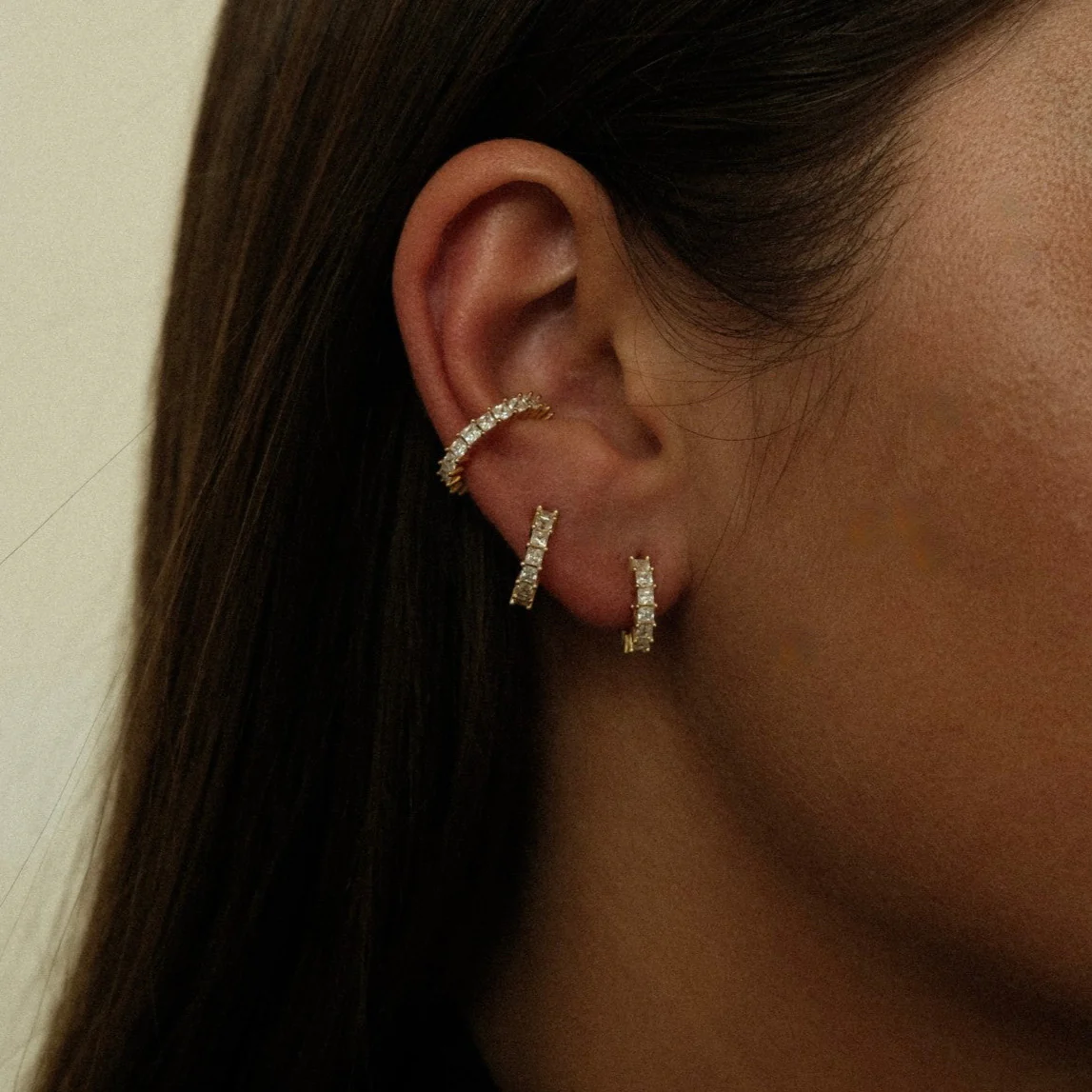 Squared Cut Hoop Earrings - Image 4