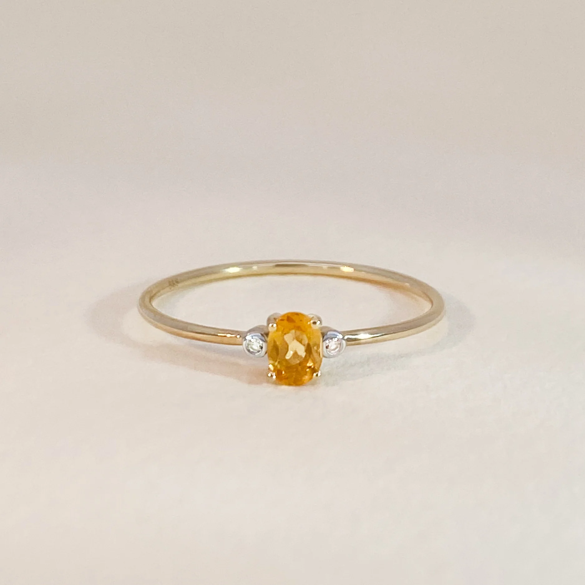 Citrine & Diamonds Ring