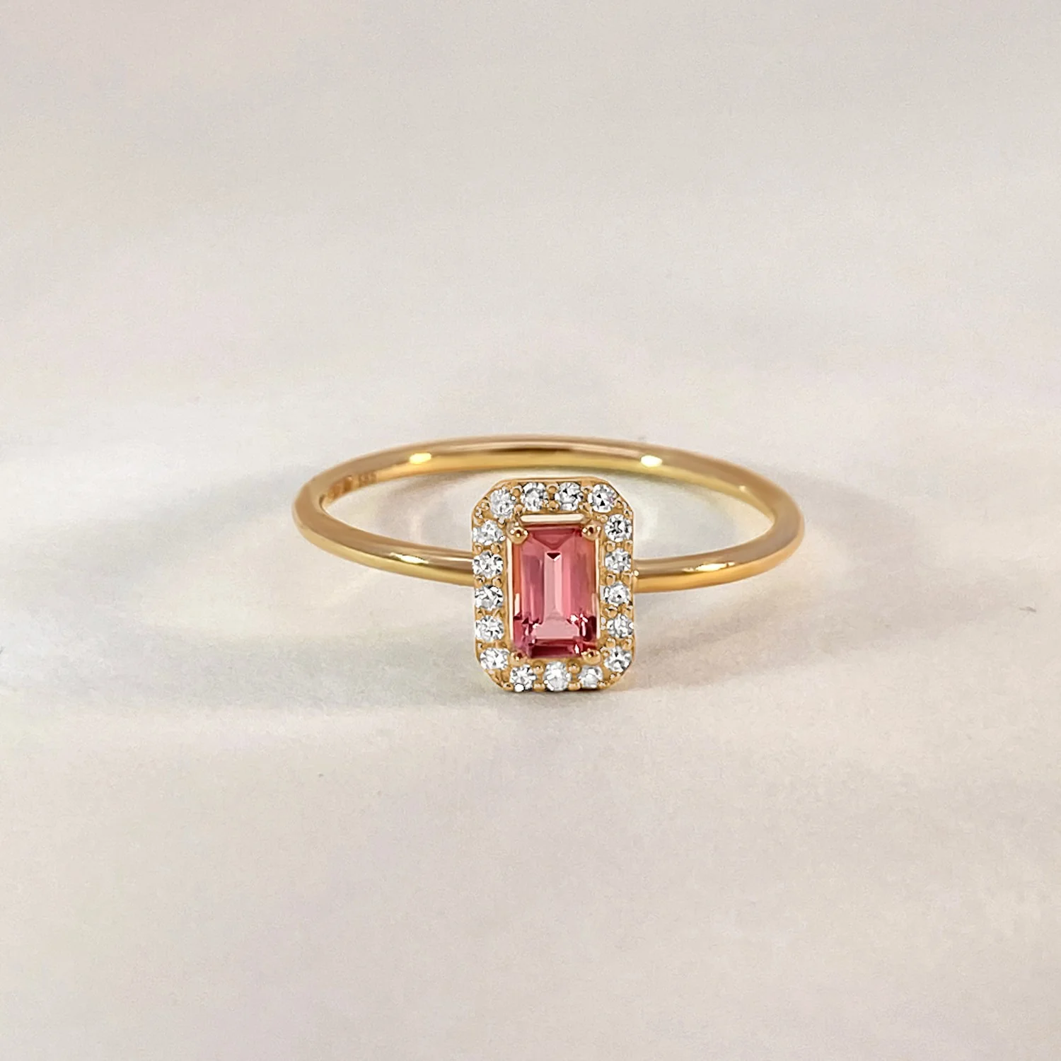Tourmaline & Diamond Halo Ring