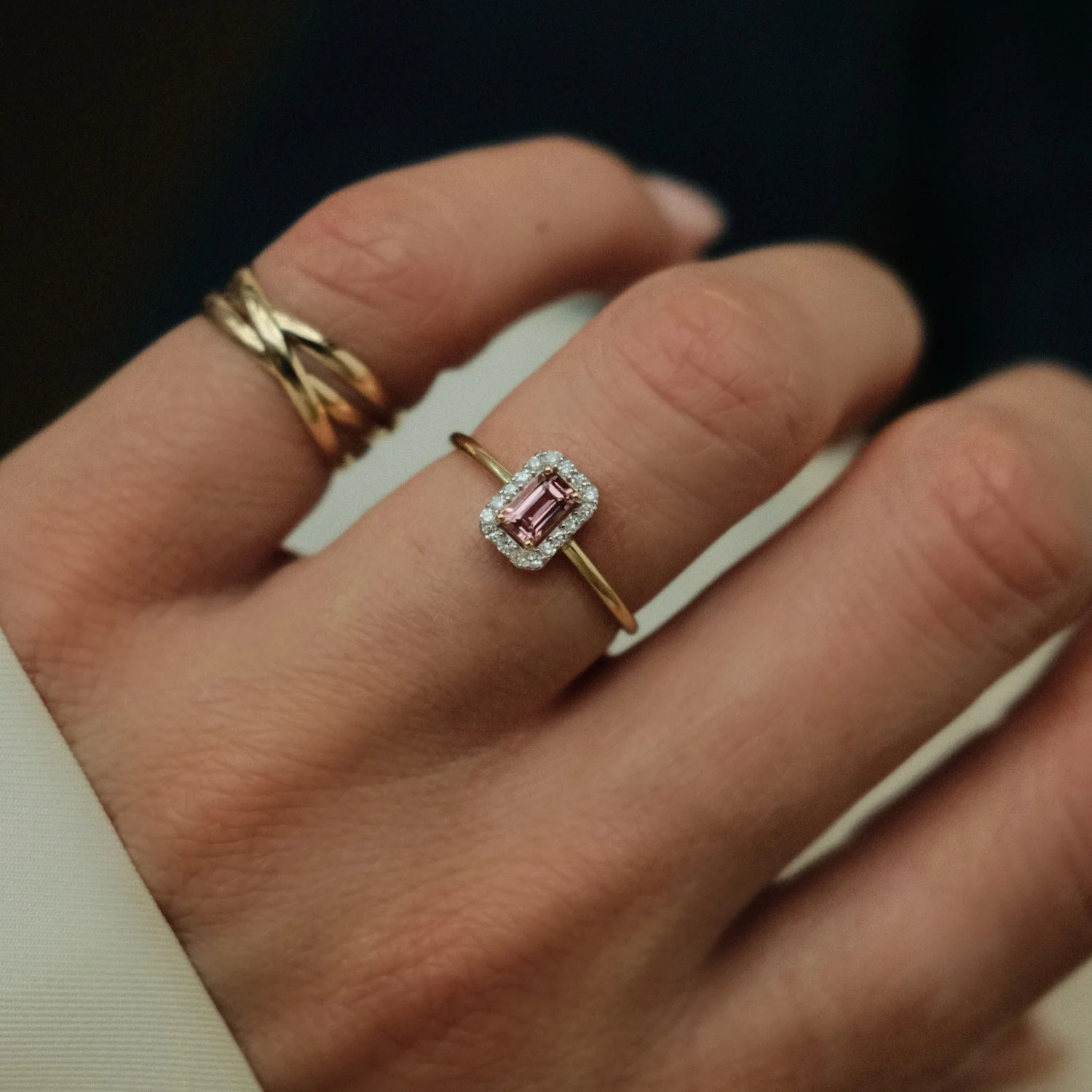 Tourmaline & Diamond Halo Ring - Image 2