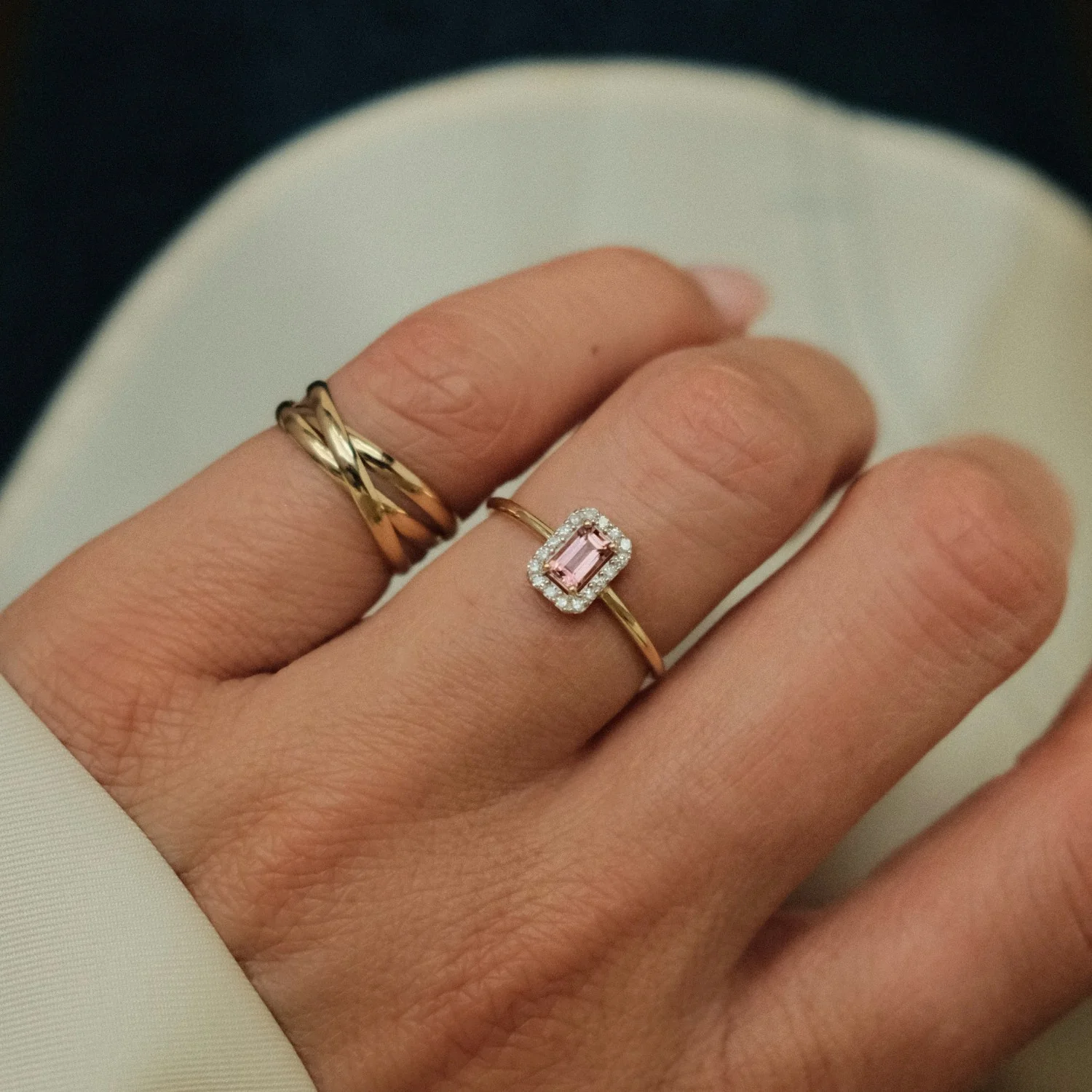 Tourmaline & Diamond Halo Ring - Image 4