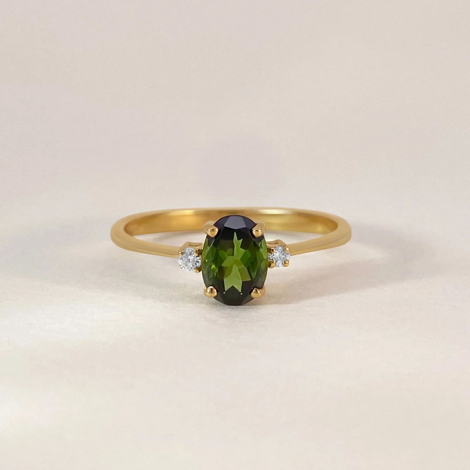 Tourmaline & Diamonds Trio Ring