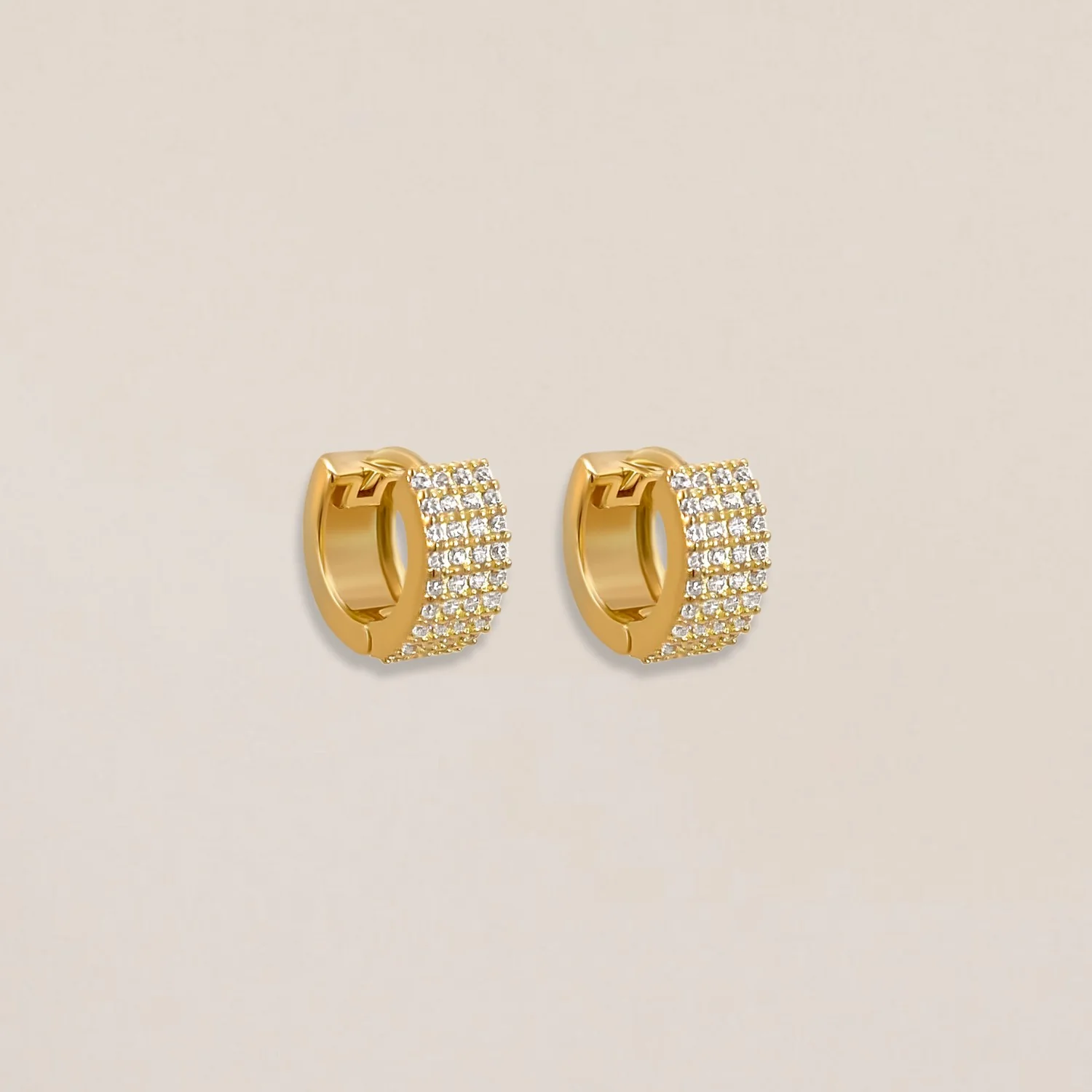 Wide Pavé Huggie Earrings
